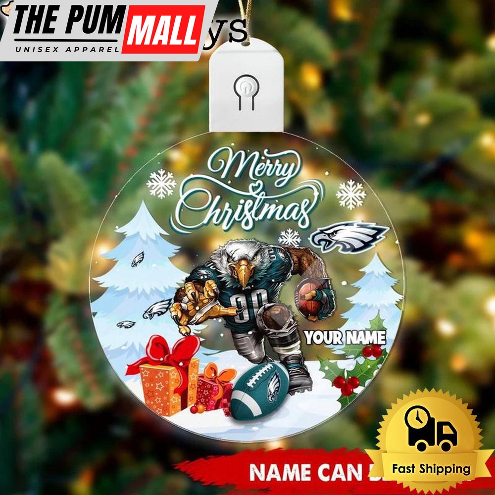 NFL Philadelphia Eagles Rushing Eagles Custom Circle Led Acrylic Ornament Limited Edition