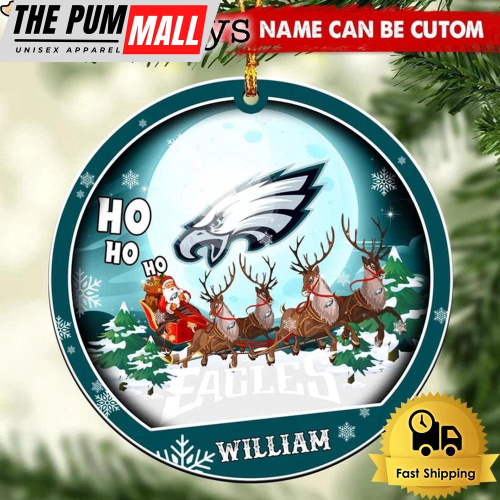 NFL Philadelphia Eagles Santa And Reindeers Logo Team Custom Christmas Ornament Limited Edition