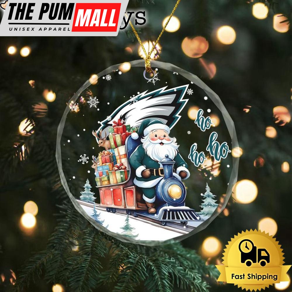 NFL Philadelphia Eagles Santa Is Coming Christmas Crystal Glass Ornament Limited Edition