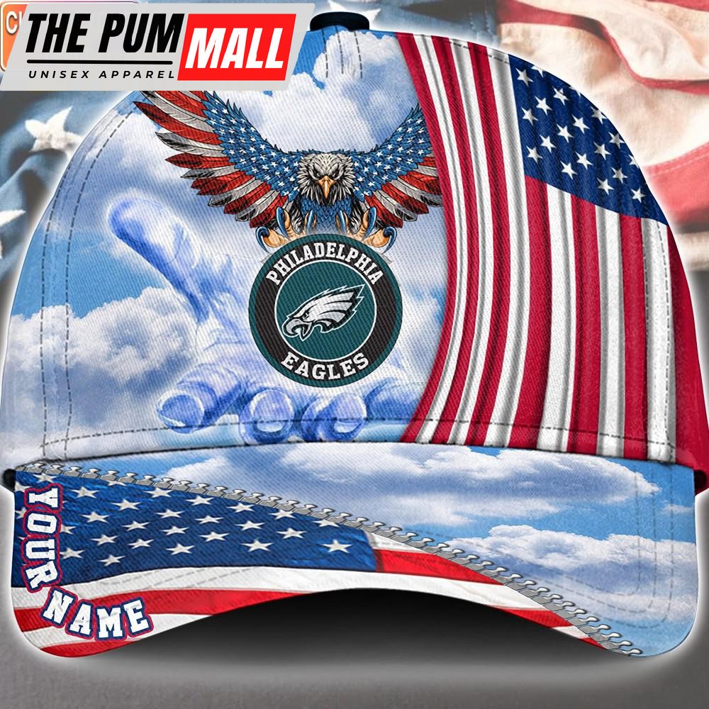 NFL Philadelphia Eagles Special American Flag Veterans Custom Cap