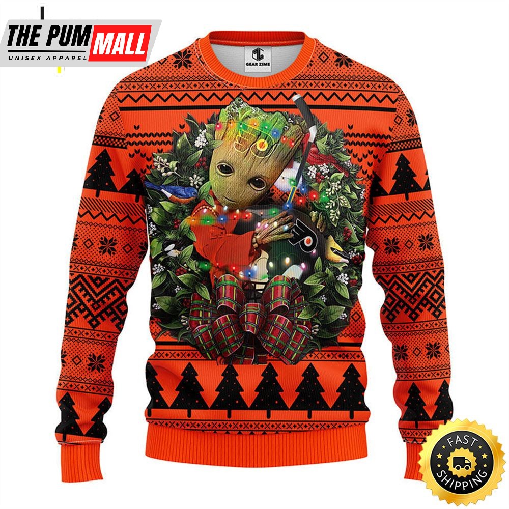 NFL Philadelphia Flyers Groot Hug Christmas Ugly Sweater