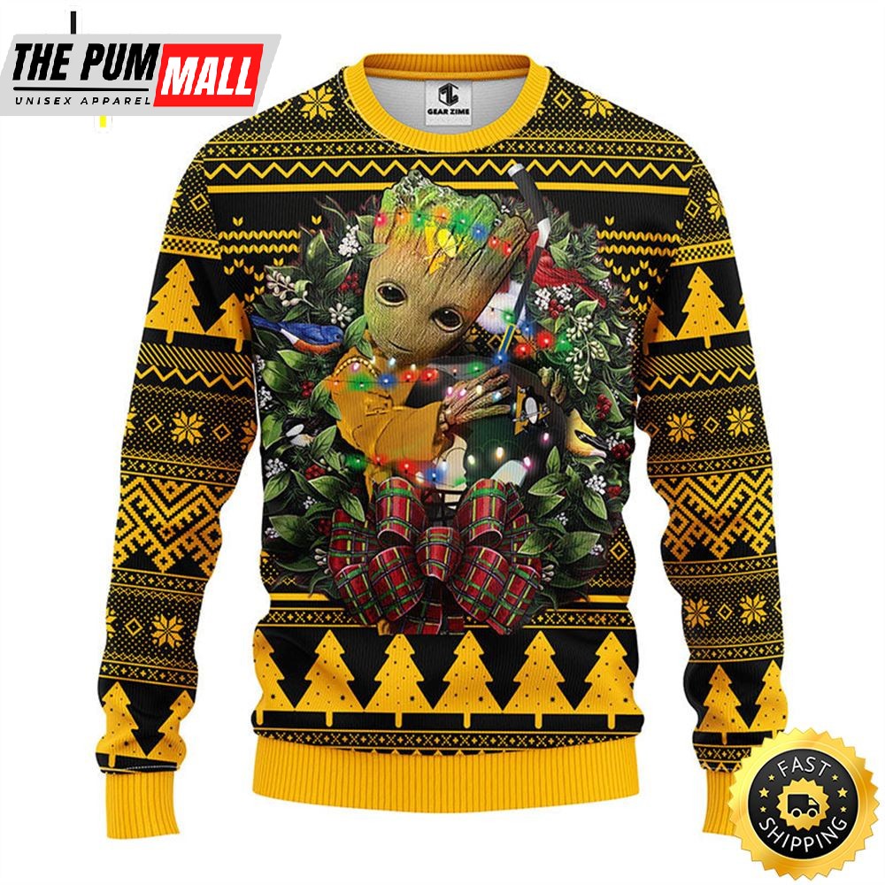 NFL Pittsburgh Penguins Groot Hug Christmas Ugly Sweater