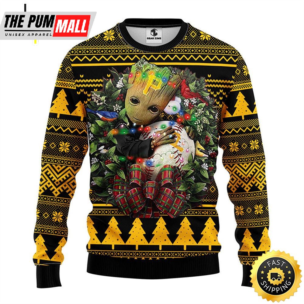 NFL Pittsburgh Pirates Groot Hug Christmas Ugly Sweater
