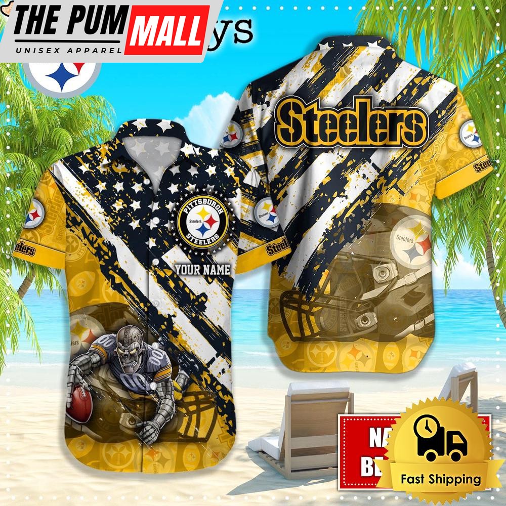 NFL Pittsburgh Steelers American Flag Custom Hawaiian Shirts