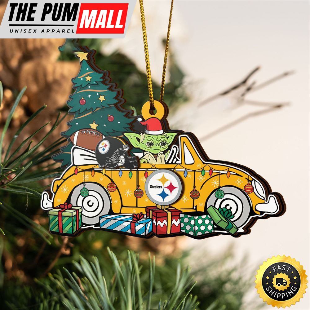 NFL Pittsburgh Steelers And Baby Yoda Christmas Ornament Limited Edition