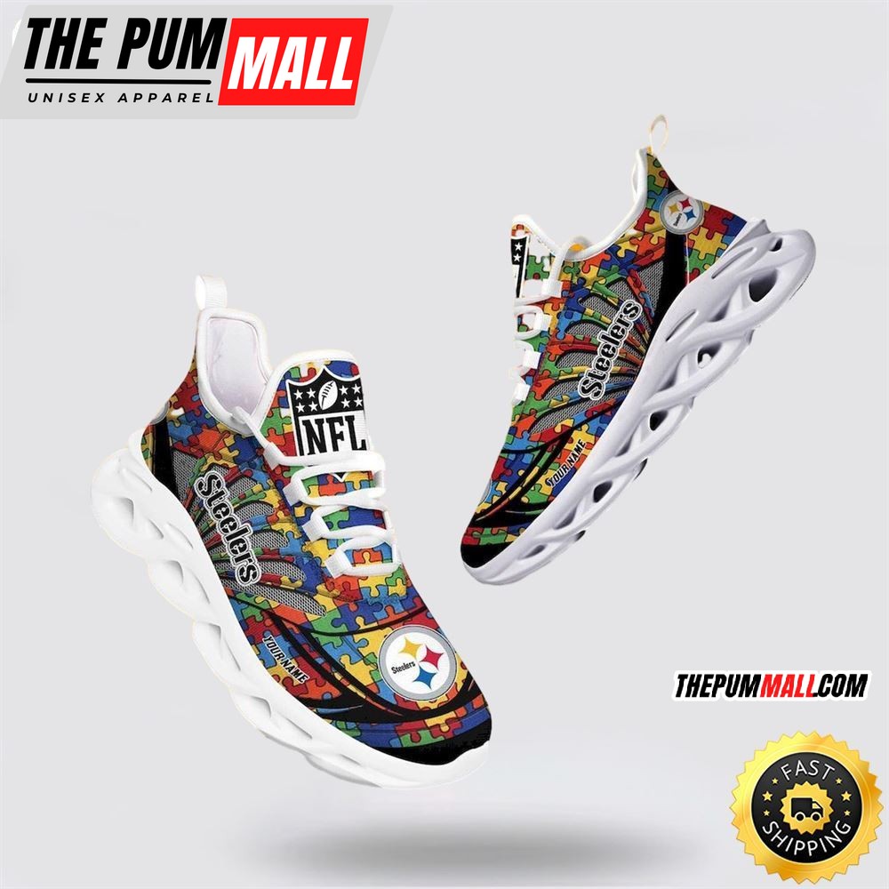 NFL Pittsburgh Steelers Autism Awareness Max Soul Shoes Perfect Gift For Football Fans