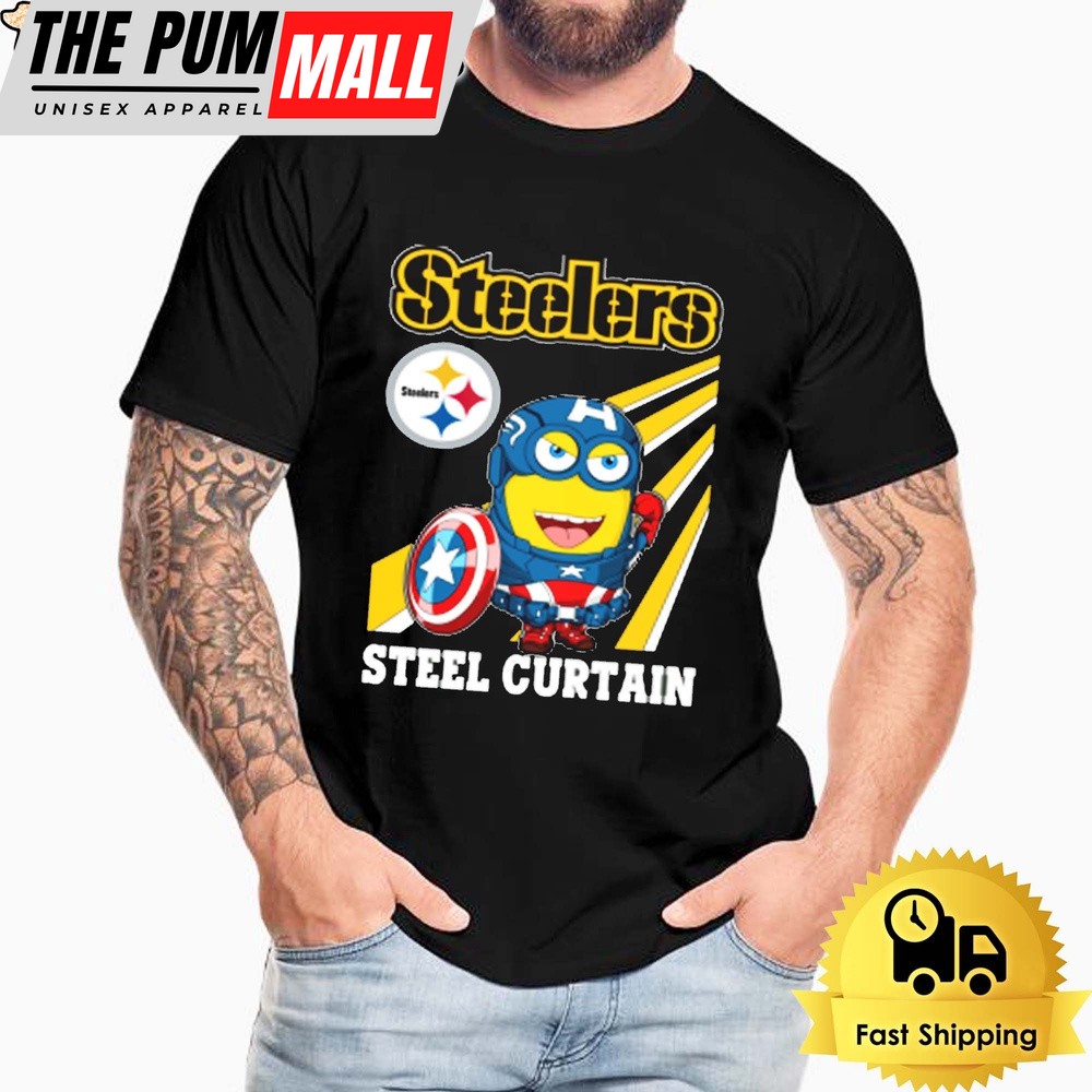 NFL Pittsburgh Steelers Captain America Minion Steel Curtain Unisex T-Shirt