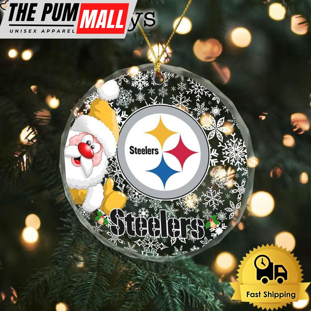 NFL Pittsburgh Steelers Christmas Love Snow Crystal Glass Ornament Limited Edition