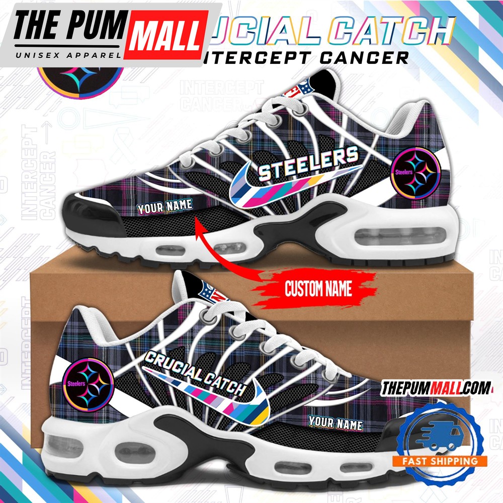 NFL Pittsburgh Steelers Crucial Catch Intercept Cancer Air Max Plus Shoes Sneaker