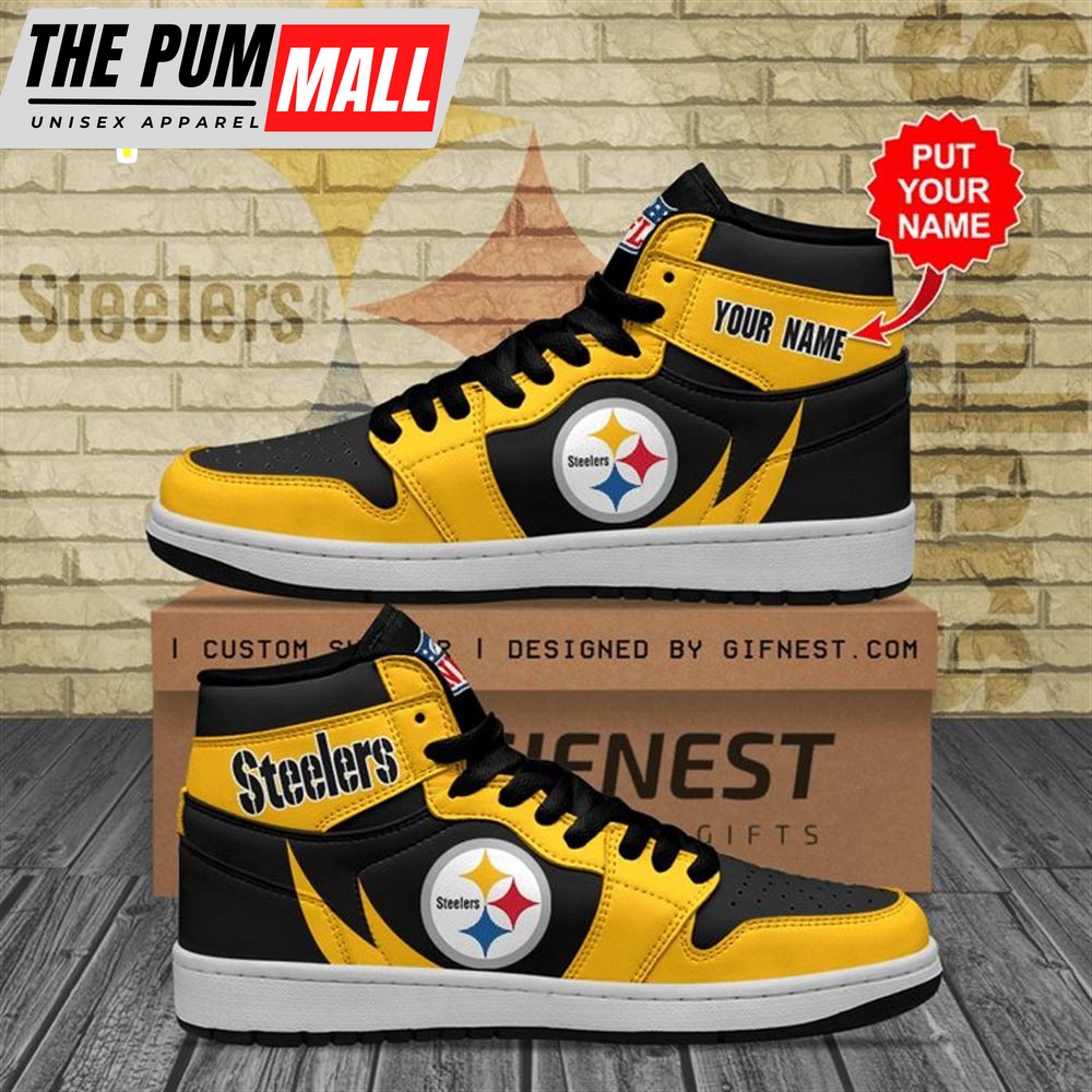 NFL Pittsburgh Steelers Custom Name Golden Black Air Jd 1 High Sneakers