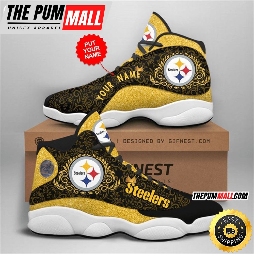 NFL Pittsburgh Steelers Custom Name Golden Black Air Jd 13 Shoes
