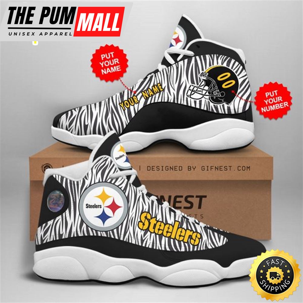 NFL Pittsburgh Steelers Custom Name Number Air Jd 13 Shoes V2