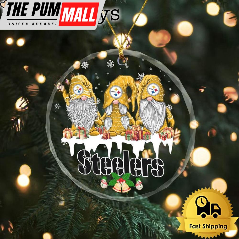 NFL Pittsburgh Steelers Cute Dwarfs Christmas Crystal Glass Ornament Limited Edition