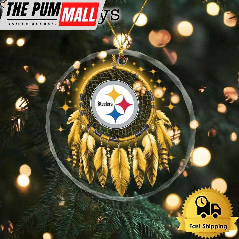 NFL Pittsburgh Steelers Dreamcatcher Christmas Crystal Glass Ornament Limited Edition