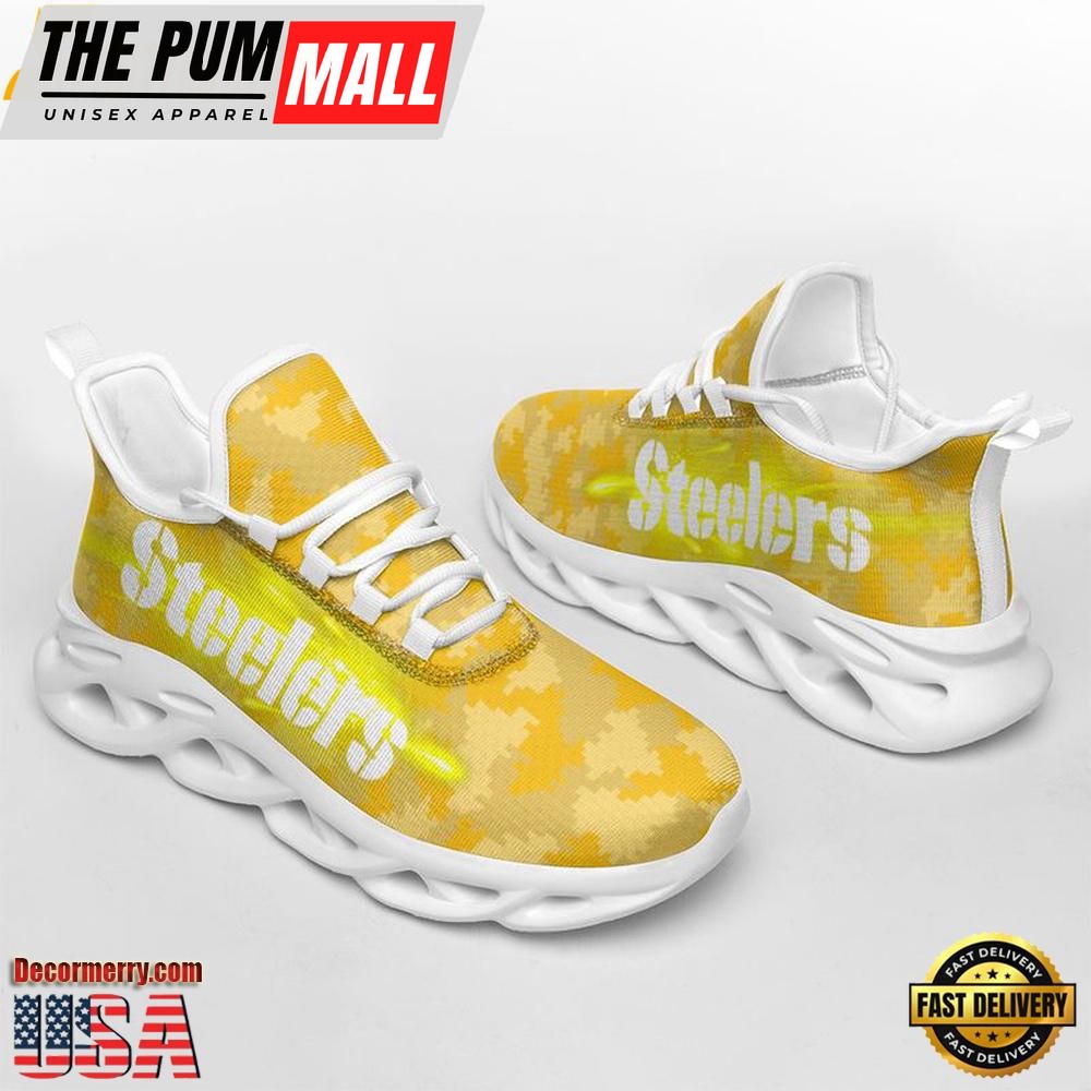 NFL Pittsburgh Steelers Knitted Camouflage Max Soul Shoes , Running Sneakers Shoes