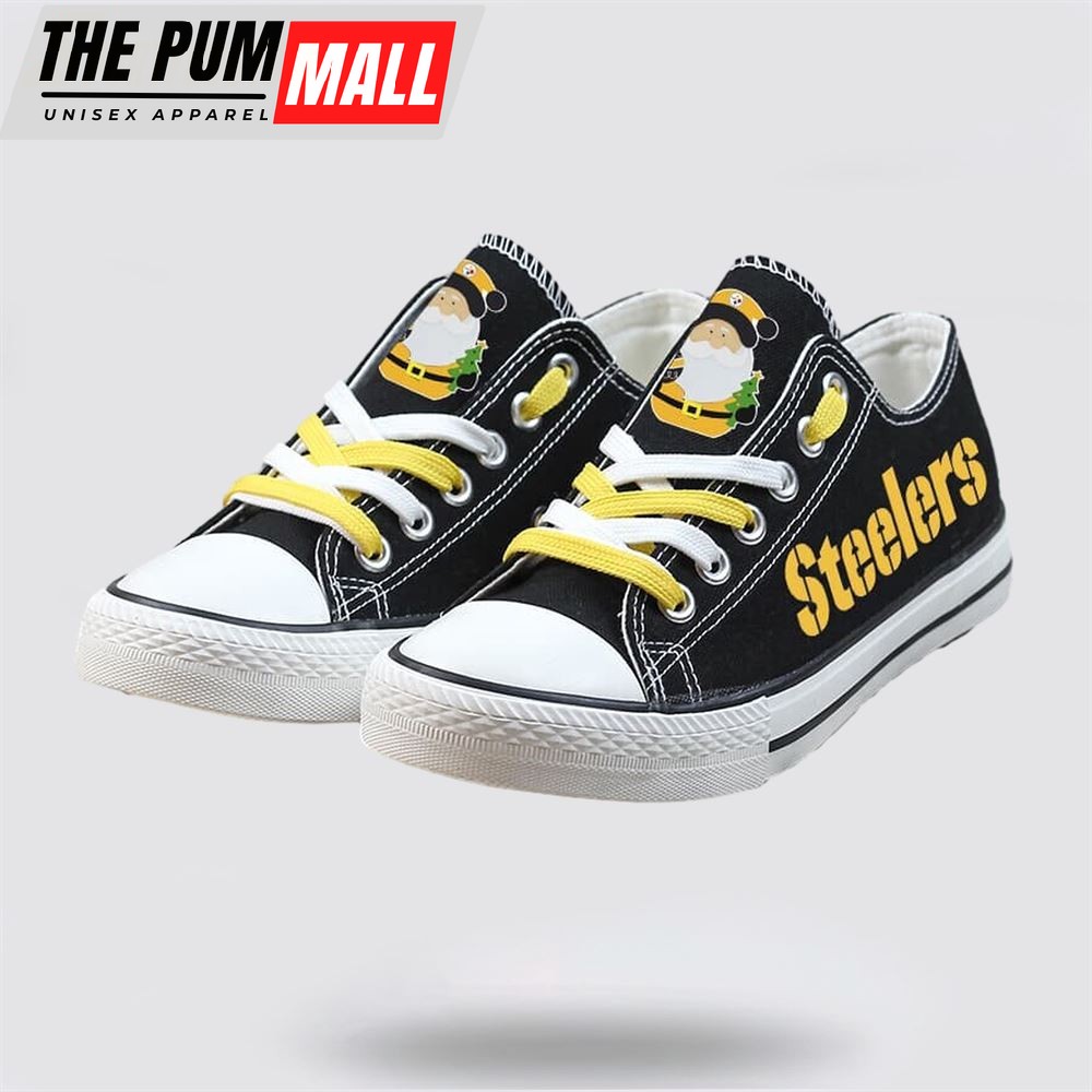 NFL Pittsburgh Steelers Low Top Canvas Print Chrismas Design Shoes Sport Sneakers