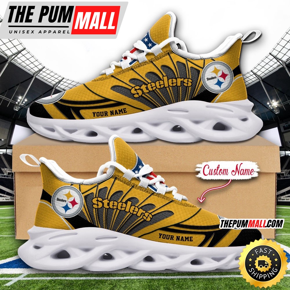 NFL Pittsburgh Steelers Max Soul Shoes Custom Name Football Shoes Sports