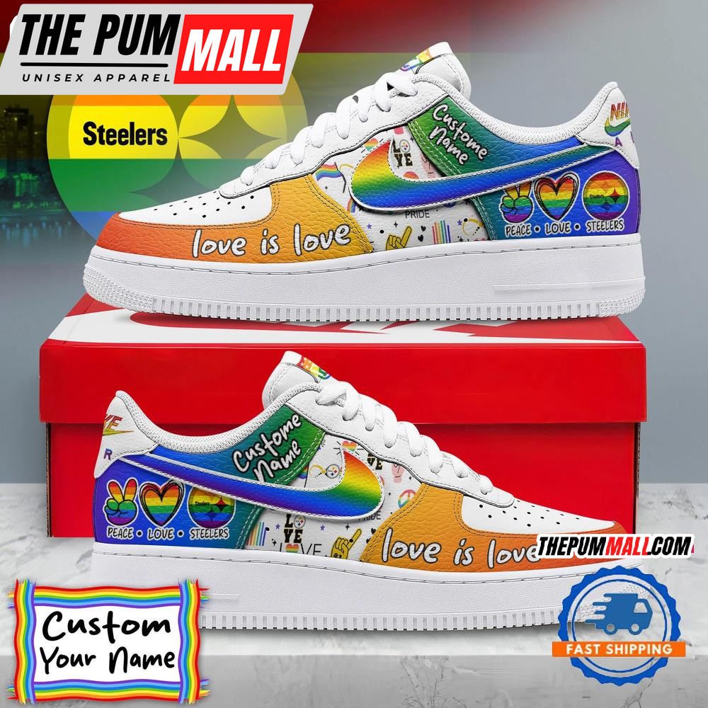 NFL Pittsburgh Steelers Pride Peace Love Lions Custom Air Force 1 Shoes Sneaker