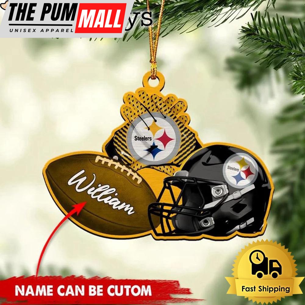 NFL Pittsburgh Steelers Rugby And Helmet Custom Christmas Ornament Limited Edition