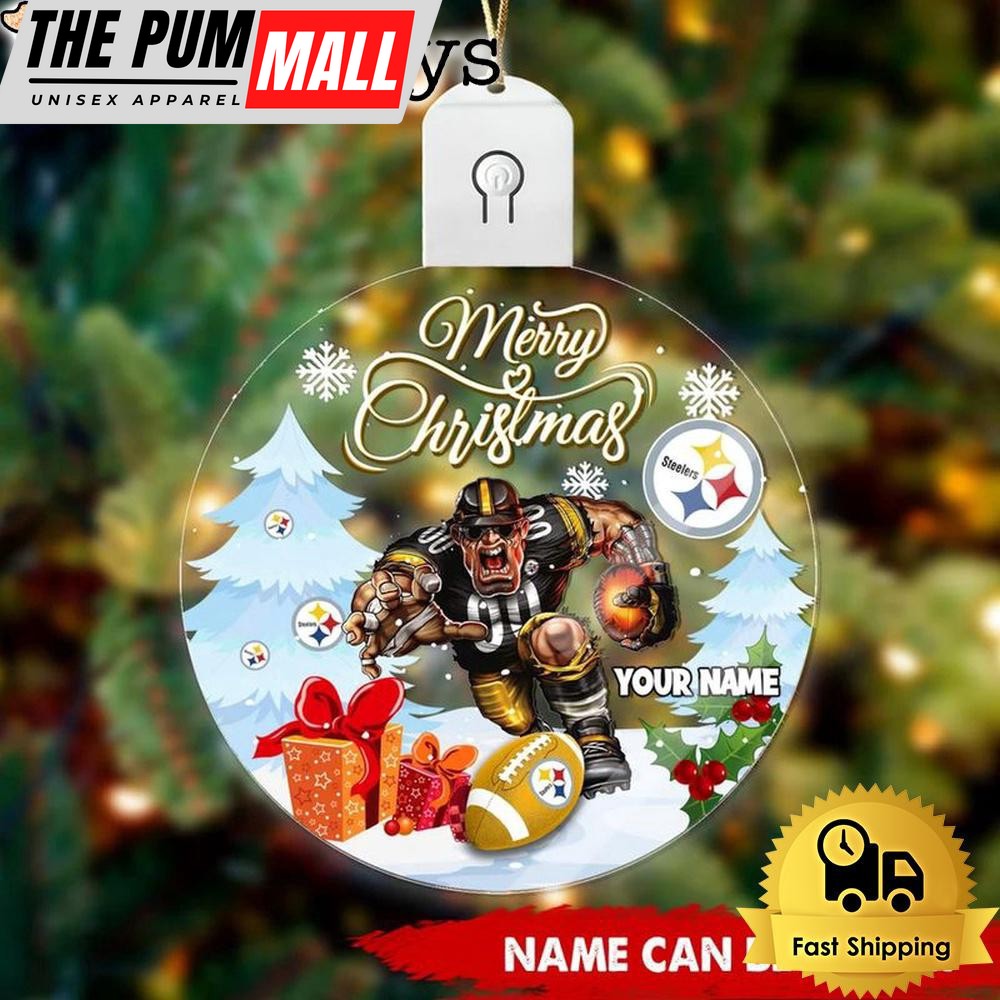 NFL Pittsburgh Steelers Rushing Warrior Custom Circle Led Acrylic Ornament Limited Edition