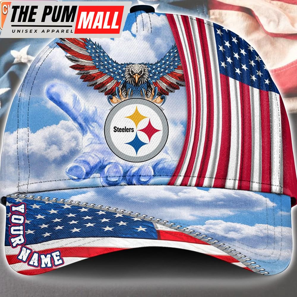 NFL Pittsburgh Steelers Special American Flag Veterans Custom Cap