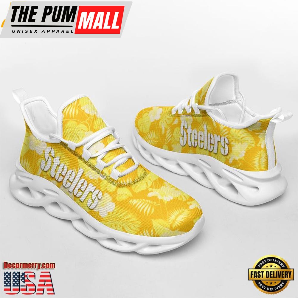 NFL Pittsburgh Steelers Tropical Flowers Max Soul Shoes , Running Sneakers Shoes