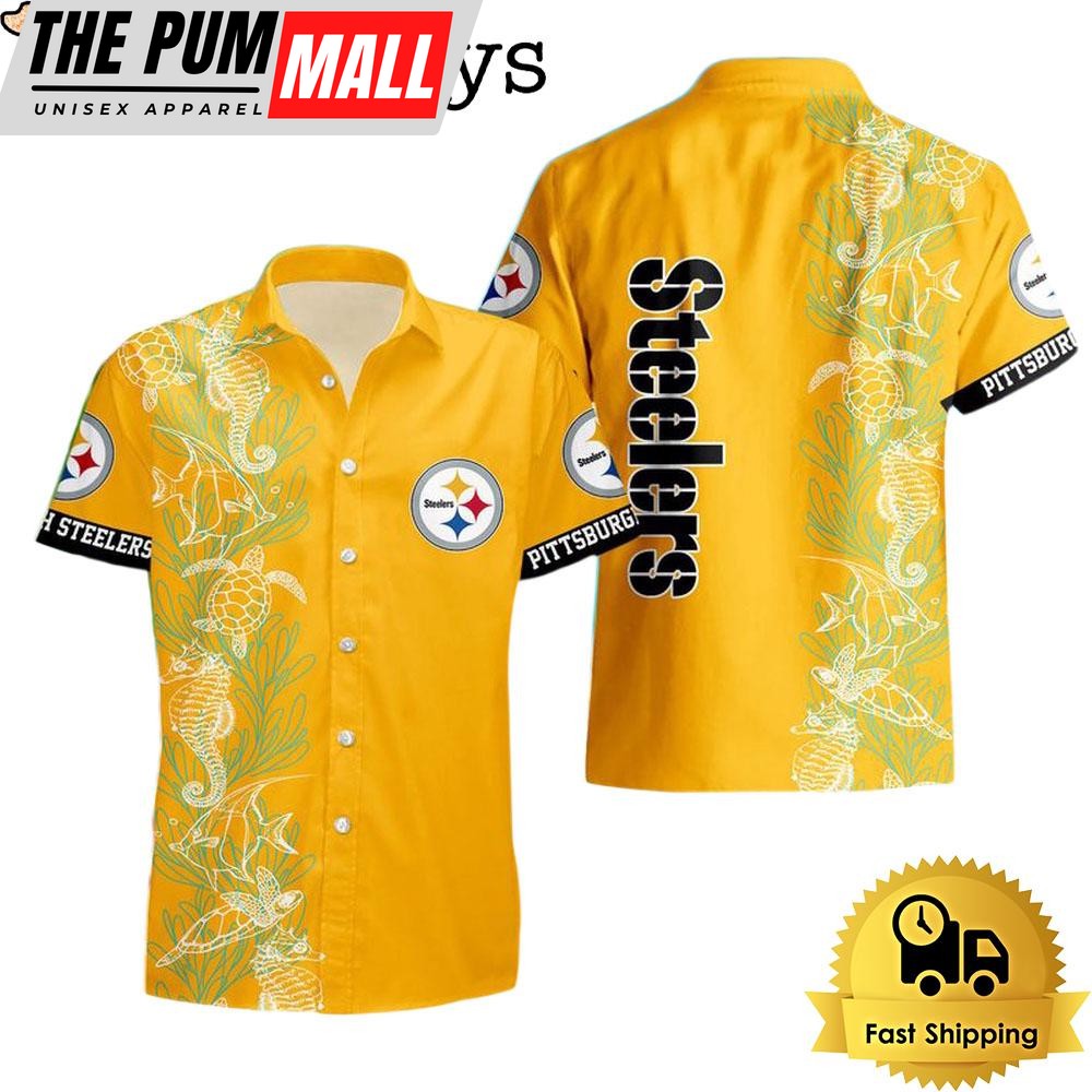 NFL Pittsburgh Steelers Turtle Seaweed Pattern Hawaiian Shirt