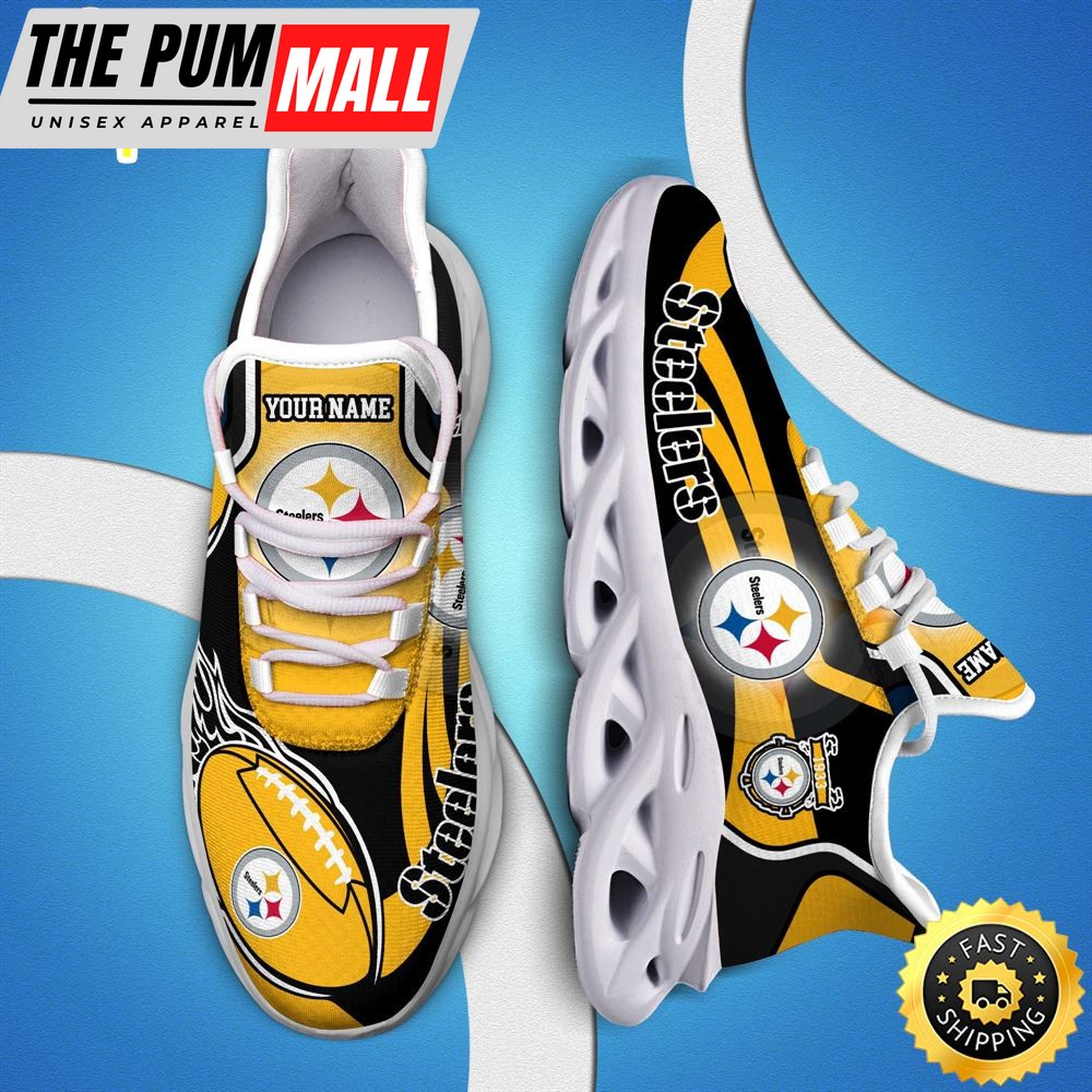 NFL Pittsburgh Steelers White C Sneakers Personalized Your Name