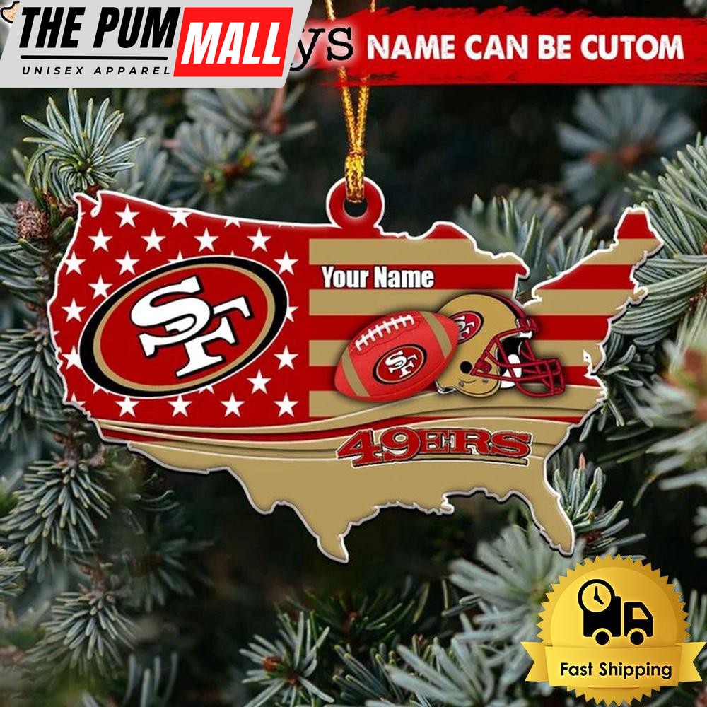 NFL San Francisco 49ers American Flag Logo Team Custom Christmas Ornament Limited Edition