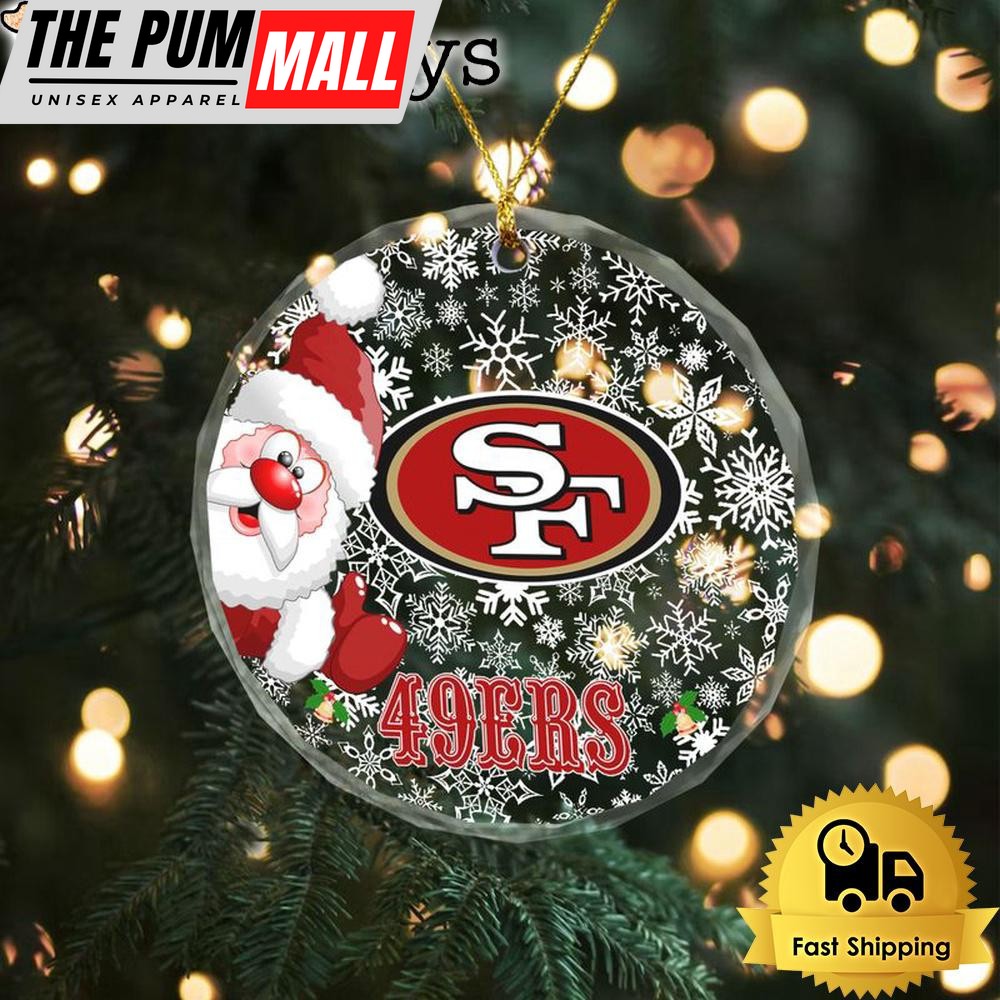 NFL San Francisco 49ers Christmas Love Snow Crystal Glass Ornament Limited Edition