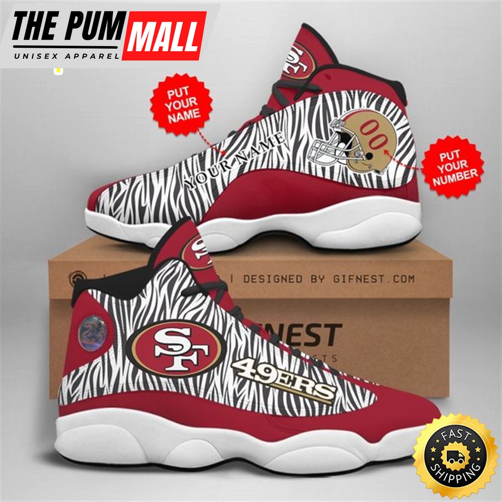 NFL San Francisco 49ers Custom Name Number Air Jd 13 Shoes V3