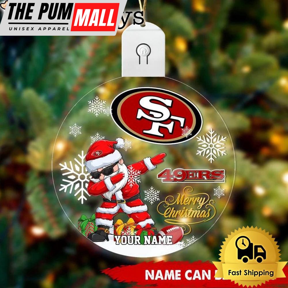 NFL San Francisco 49ers Dabbing Santa Custom Circle Led Acrylic Ornament Limited Edition