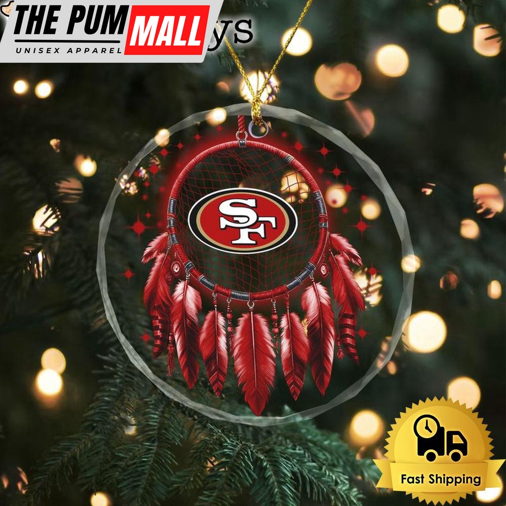 NFL San Francisco 49ers Dreamcatcher Christmas Crystal Glass Ornament Limited Edition