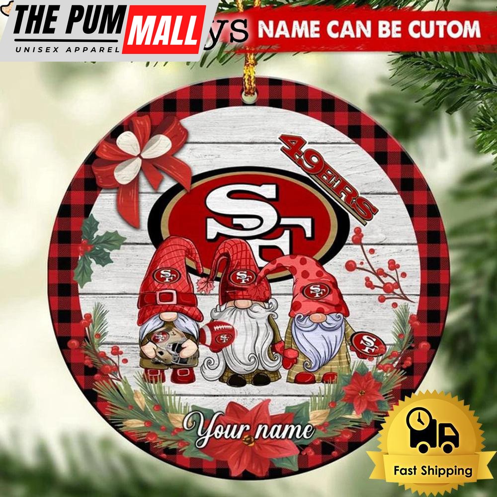 NFL San Francisco 49ers Football 3 Gnome Custom Christmas Ornament Limited Edition