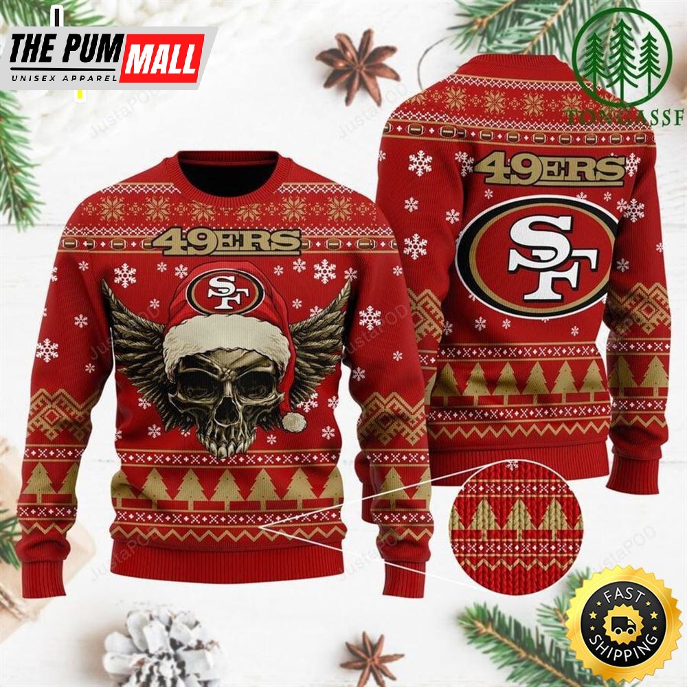 NFL San Francisco 49ers Golden Skull Christmas Ugly Sweater