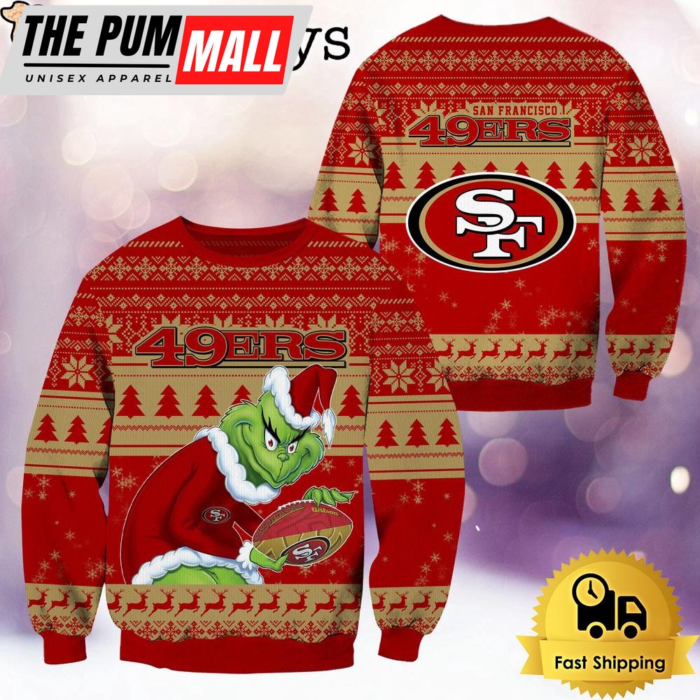 NFL San Francisco 49ers Grinch Custom Name Ugly Christmas Sweater