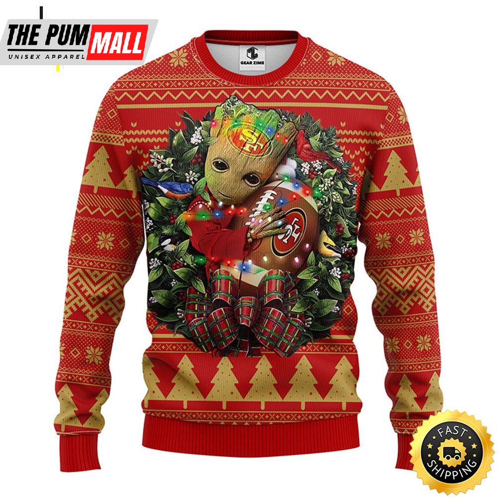 NFL San Francisco 49ers Groot Hug Christmas Ugly Sweater
