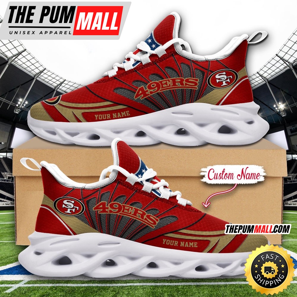 NFL San Francisco 49ers Max Soul Shoes Custom Name Football Shoes Sports