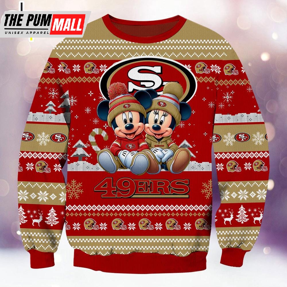nfl-san-francisco-49ers-mickey-and-minnie-cute-christmas-ugly-sweater-4pana4cd NFL San Francisco 49ers Mickey And Minnie Cute Christmas Ugly Sweater