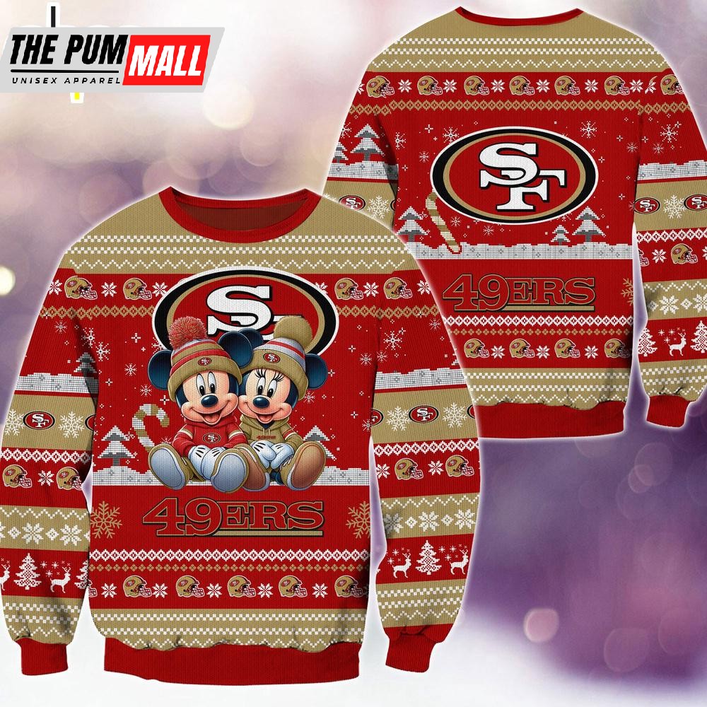 nfl-san-francisco-49ers-mickey-and-minnie-cute-christmas-ugly-sweater-4pana4cd NFL San Francisco 49ers Mickey And Minnie Cute Christmas Ugly Sweater