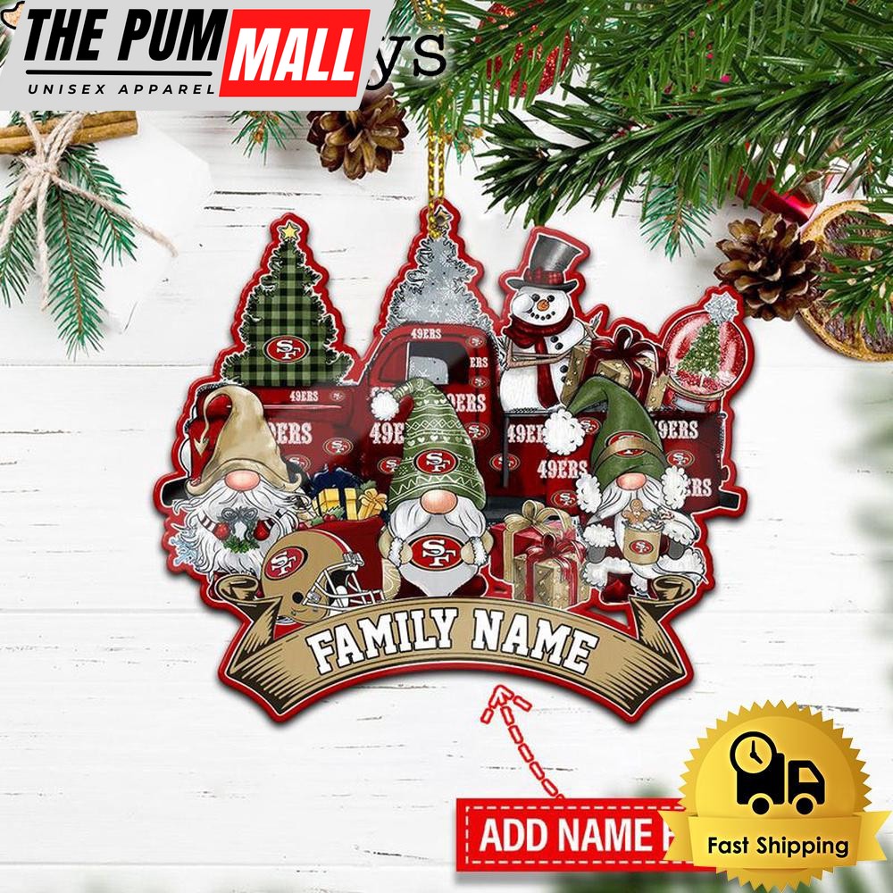 NFL San Francisco 49ers Personalized Name Gnome Christmas Ornament Limited Edition