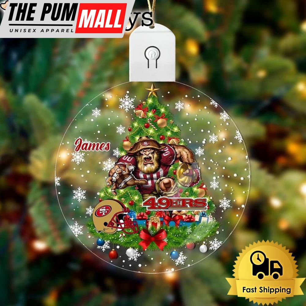 NFL San Francisco 49ers Raging Warrior Custom Circle Led Acrylic Ornament Limited Edition