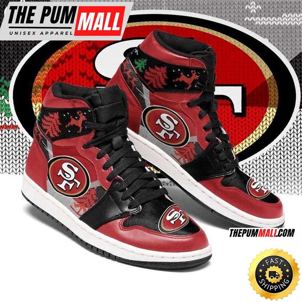 NFL San Francisco 49ers Red Black Christmas Air Jd 1 High Sneakers