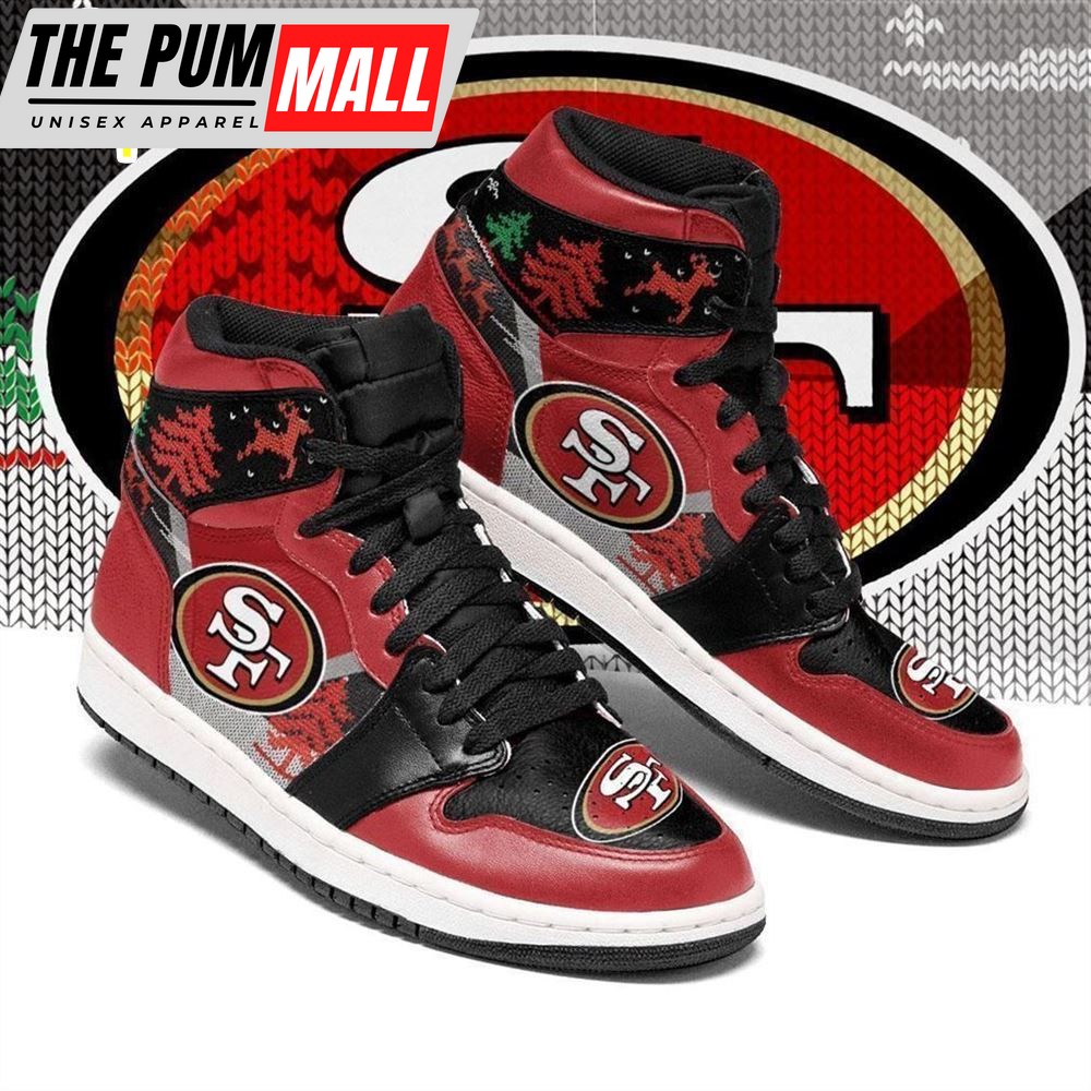NFL San Francisco 49ers Red Black Christmas Air Jd 1 High Sneakers