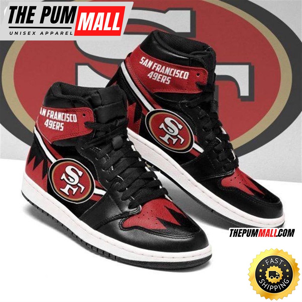 NFL San Francisco 49ers Red Black Edition Air Jd 1 High Sneakers