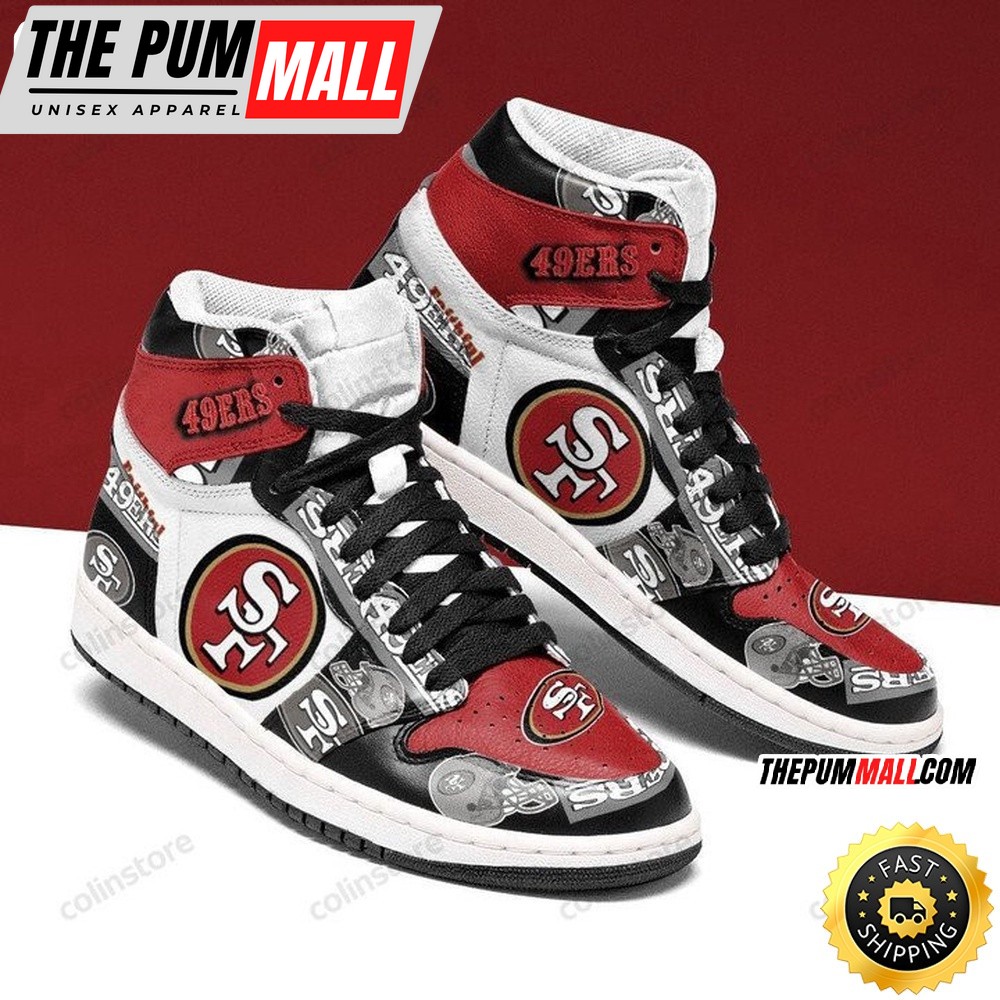 NFL San Francisco 49ers Red Grey Hat Air Jd 1 High Sneakers