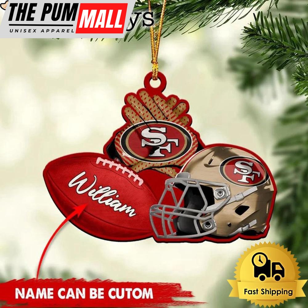 NFL San Francisco 49ers Rugby And Helmet Custom Christmas Ornament Limited Edition