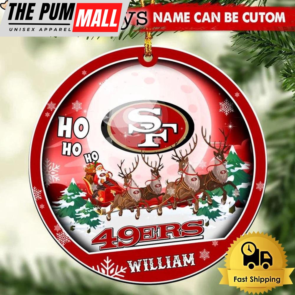 NFL San Francisco 49ers Santa And Reindeers Logo Team Custom Christmas Ornament Limited Edition