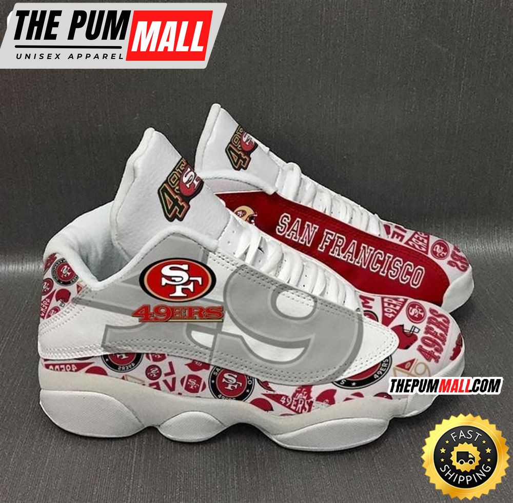 NFL San Francisco 49ers White Big Logo Air Jd 13 Shoes