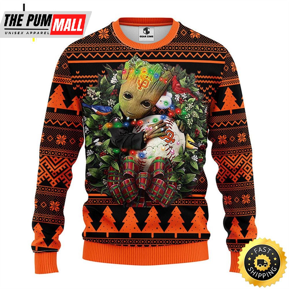 NFL San Francisco Giants Groot Hug Christmas Ugly Sweater